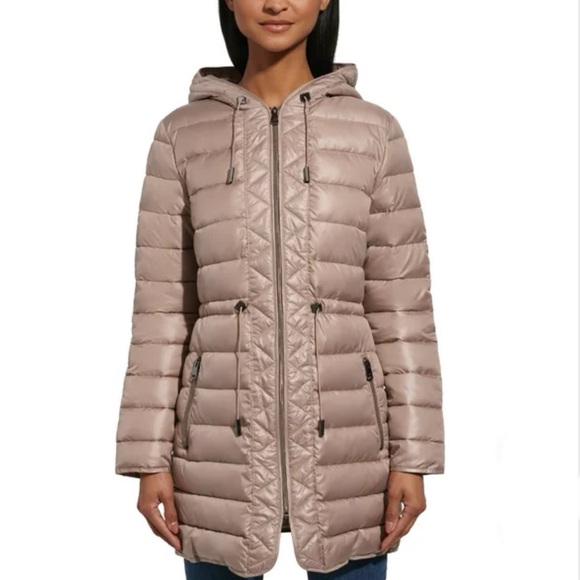 NWOT Kenneth Cole Khaki Brown Quilted Anorak Jacket - Picture 1 of 15